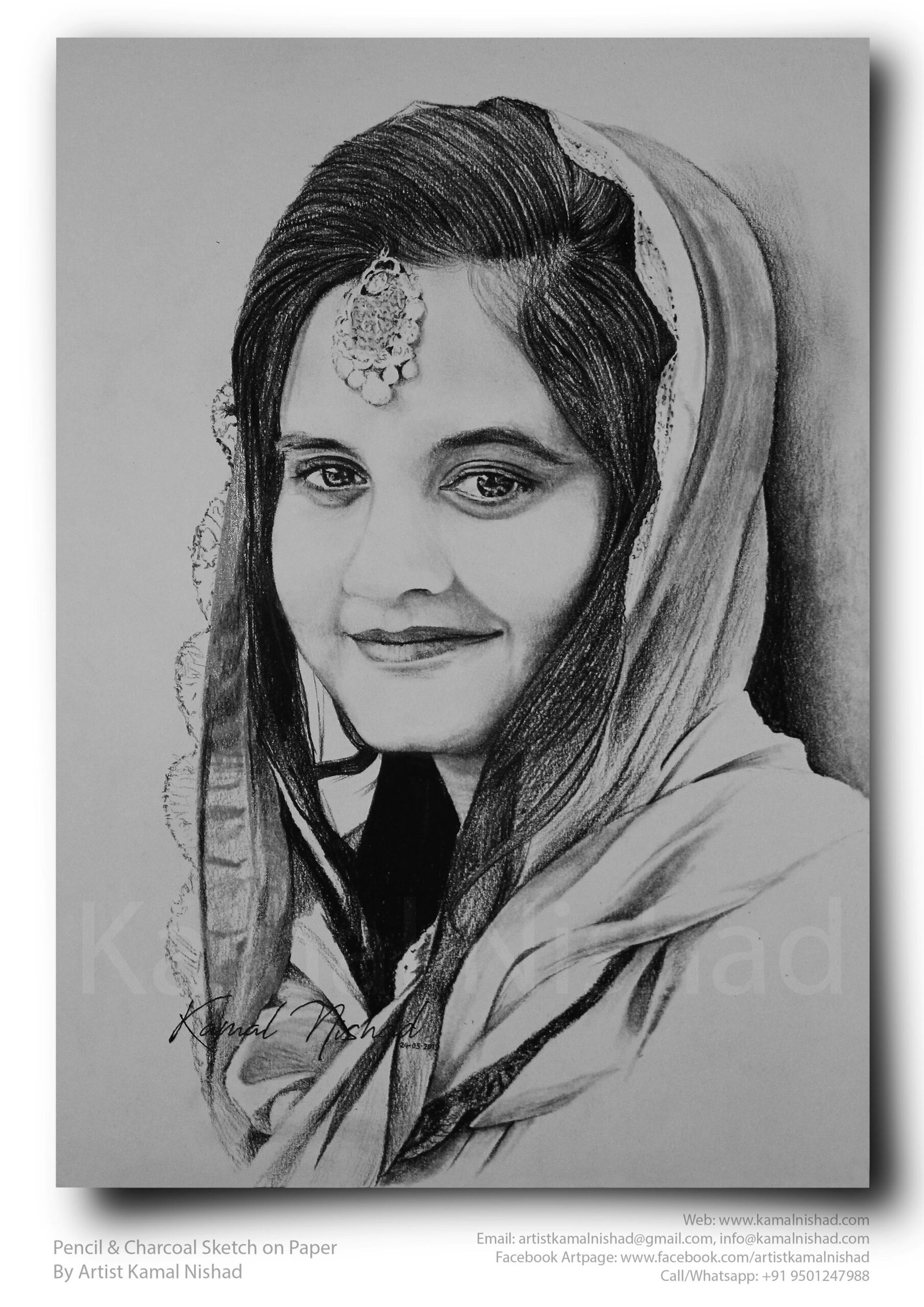A SMILE LIKE YOURS | Pencil & Charcoal Sketch This is a Handmade Sketch made with Pencil & Charcoal “A SMILE LIKE YOURS”. One of my client/customer (MALE) wanted me to draw this portrait for a birthday gift. SIZE: A3 Created by © Kamal Nishad. All rights reserved. kamalnishad.com +91 9501247988 _