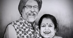 AGELESS BLISS | Pencil & Charcoal Sketch Title : AGELESS BLISS Medium : Pencil & Charcoal Sketch Size : A3 (11.7 x 16.5 inch*) Artist : Kamal Nishad    This is a Handmade/hand-drawn Sketch made with Pencil & Charcoal “AGELESS BLISS”.  One of my client/customer wanted me to draw this portrait for their anniversary gift.  SIZE: A3 (11.7 x 16.5 inches *estimated)  Created by © Kamal Nishad. All rights reserved. kamalnishad.com