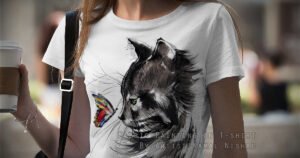 CAT | Fabric Painting on T-Shirt for Female This is a Hand-drawn “Cat” painting made with Fabric colors on T-Shirt.  One of my client/customer (FEMALE) wanted me to draw this on a female t-shirt. So I did this fabric painting for her.  T-SHIRT SIZE: M  Created by © Kamal Nishad. All rights reserved. kamalnishad.com