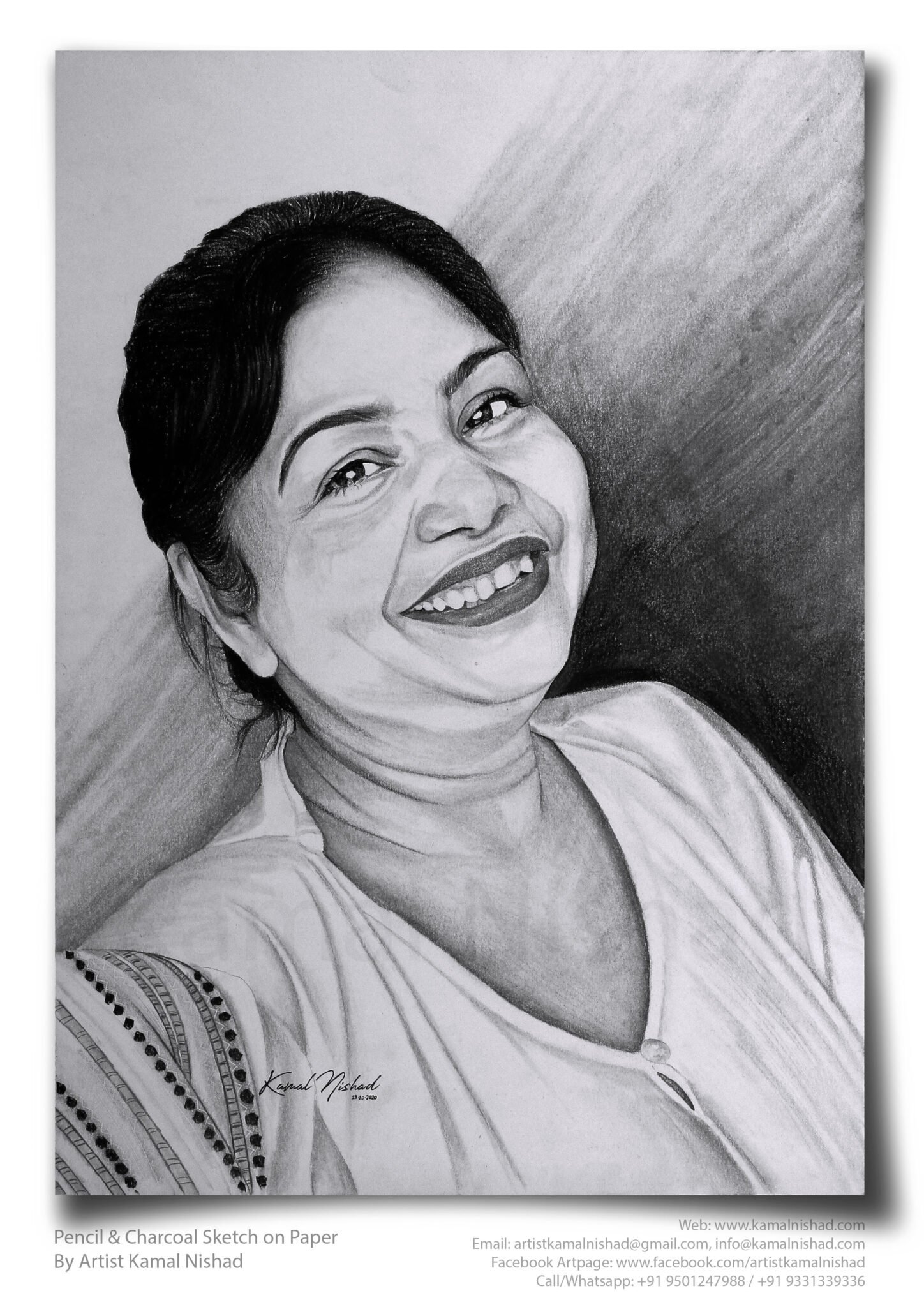 ECSTATIC | Pencil & Charcoal Sketch Title : ECSTATIC Medium : Pencil & Charcoal Sketch Size : A3 Paper size (Sketch size 18.5 x 23.7 cm*) Artist : Kamal Nishad This is a Handmade/hand-drawn Sketch made with Pencil & Charcoal “ECSTATIC”. This is a Birthday Gift from One of my Client/Friend to her Mom. “HAPPY BIRTHDAY ?? ? ?” SIZE: Paper size A3 (work area 11.7 x 16.5 inches *estimated) Created by © Kamal Nishad. All rights reserved.