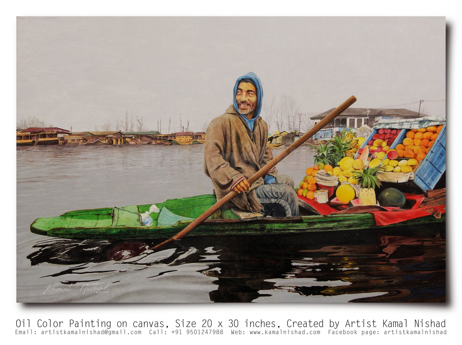 THE FRUIT SELLER (male) | Oil Color Painting THE FRUIT SELLER (female) This is a Handmade “Oil Color Painting”. on canvas, Size : 20 x 30 inches. Created by © Kamal Nishad. All rights reserved. kamalnishad.com +91 95012 47988 _