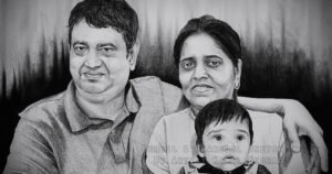 KID WITH NANA-NANI | Pencil & Charcoal Sketch Title : KID WITH NANA-NANI Medium : Pencil & Charcoal Sketch Size : A3 Paper size (Sketch size 29.7 x 42.0 cm*) Artist : Kamal Nishad    This is a Handmade/hand-drawn Sketch made with Pencil & Charcoal “KID WITH NANA-NANI”.  This is a Gift from One of my Client to their friends. ?  SIZE: Paper size A3 (work area 11.7 x 16.5 inches *estimated)  Created by © Kamal Nishad. All rights reserved. kamalnishad.com