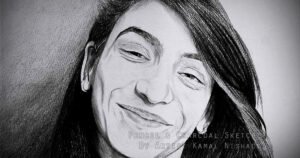 PLEASANT SMILE | Pencil & Charcoal Sketch Title : PLEASANT SMILE Medium : Pencil & Charcoal Sketch Size : A3 Paper size (Sketch size 29.7 x 42.0 cm*) Artist : Kamal Nishad    This is a Handmade/hand-drawn Sketch made with Pencil & Charcoal “PLEASANT SMILE”.  This is a Gift from One of my Client/Friend to her friend. ?  SIZE: Paper size A3 (work area 11.7 x 16.5 inches *estimated)  Created by © Kamal Nishad. All rights reserved. kamalnishad.com