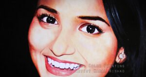YOUR SMILE IS THE PRETTIEST THING YOU’ll EVER WEAR | Oil Color Painting This is a Hand-painted Oil painting “YOUR SMILE IS THE PRETTIEST THING YOU’ll EVER WEAR”.  One of my client/customer (MALE) wanted me to draw this portrait for a birthday gift.  SIZE: A2  Created by © Kamal Nishad. All rights reserved. kamalnishad.com +91 9501247988