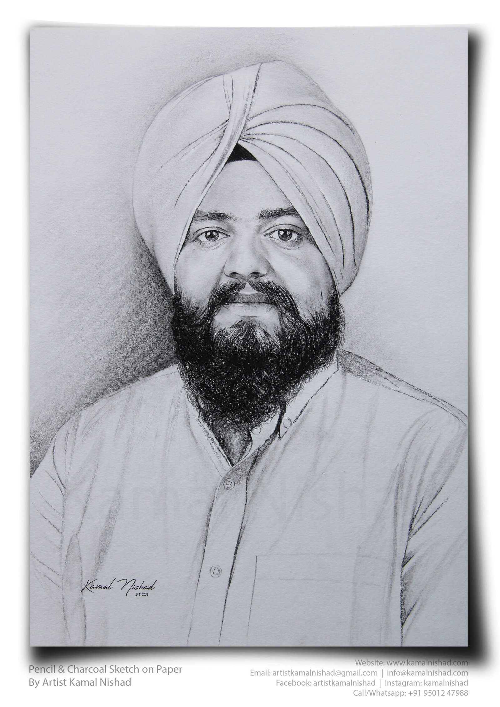 A SIKH MAN (2) _ Pencil & Charcoal sketch by Artist Kamal Nishad_ +91 9501247988 -750-x-500