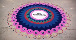 kamalnishad.com RANGOLI ART – DIWALI RANGOLI 2023 at VR AMBARSAR MALL by ARTIST KAMAL NISHAD_ BLUE